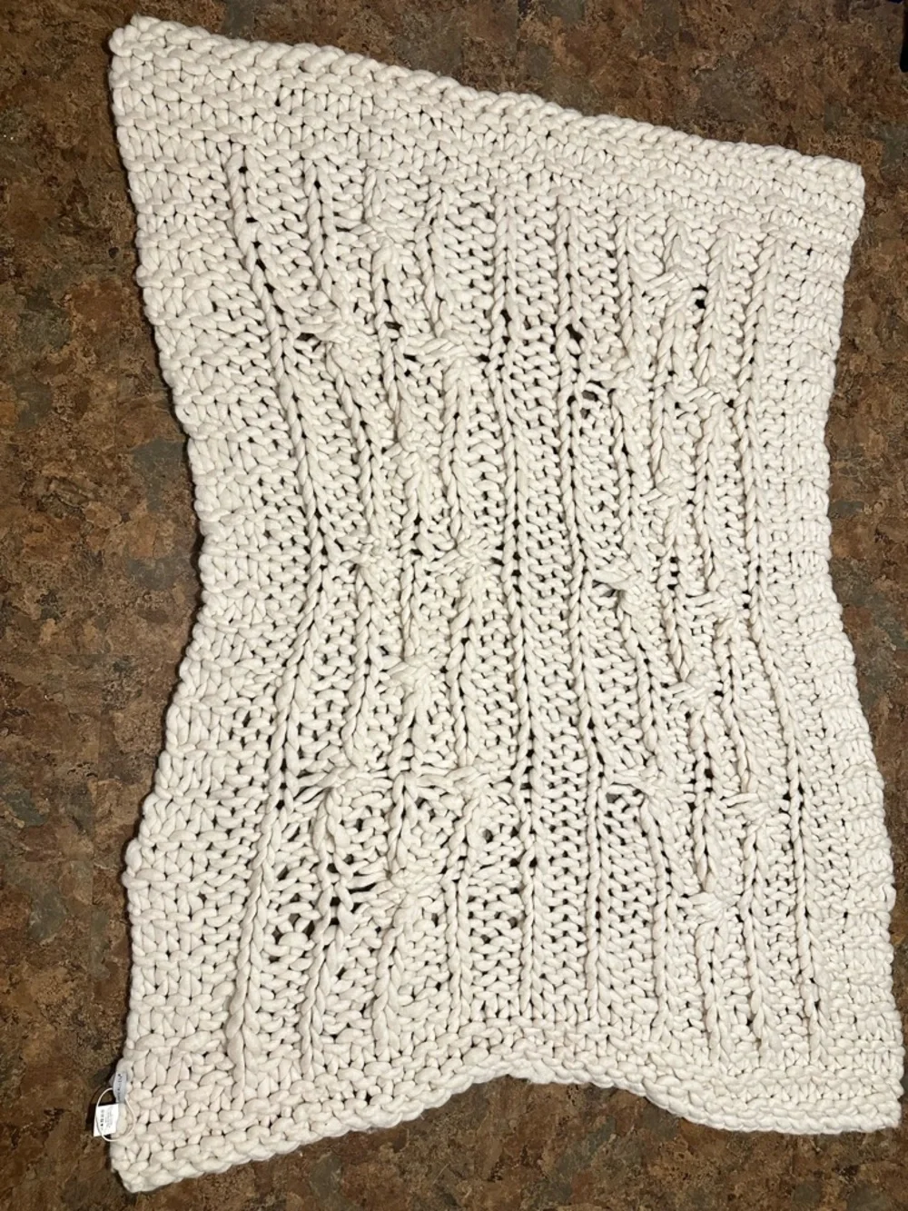 Ethan Allen Chunky Knit Throw Blanket in Ivory